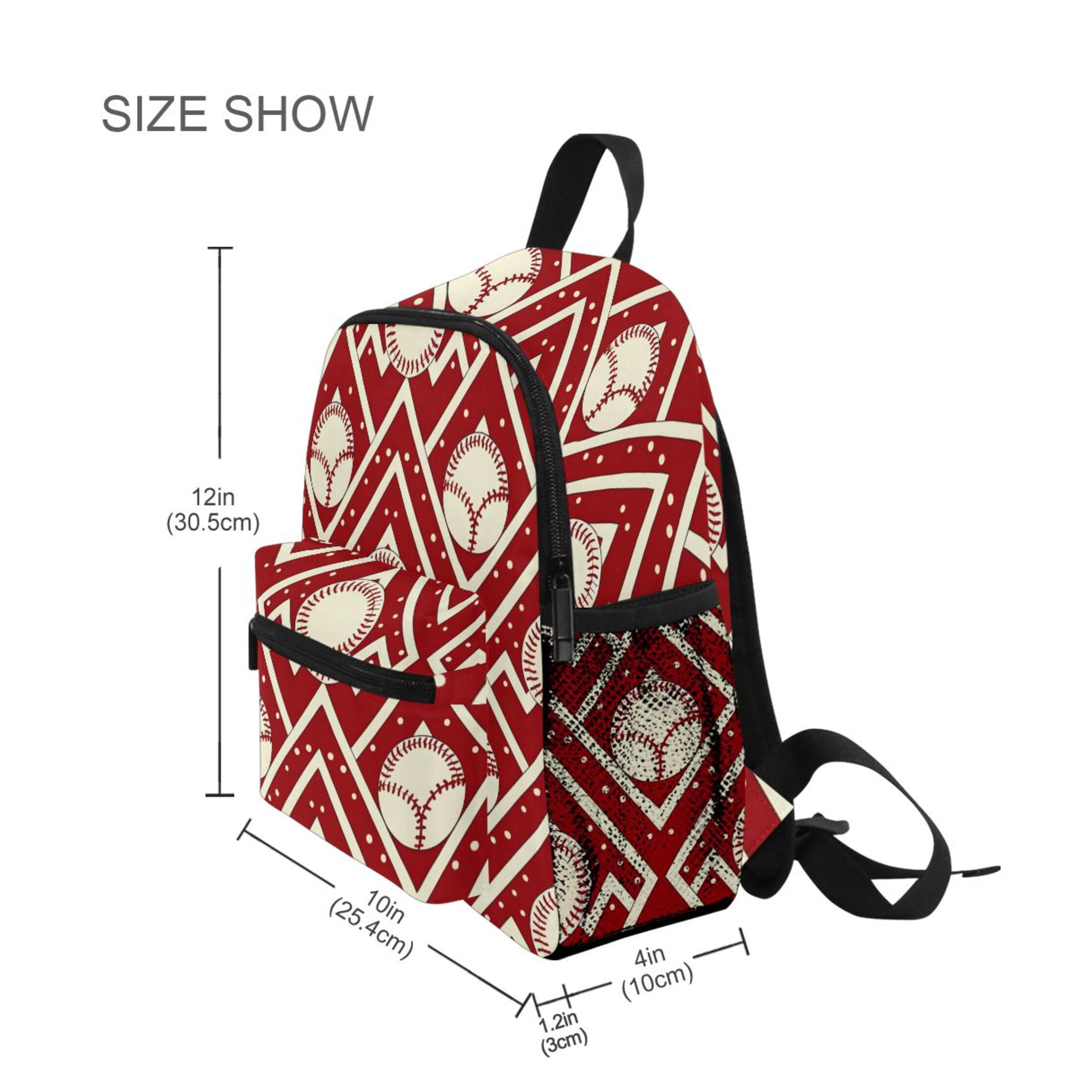 Chevron Baseball Pattern Mini Backpack Cute Small Backpack with Chest Strap and Whistle Ages 3-8