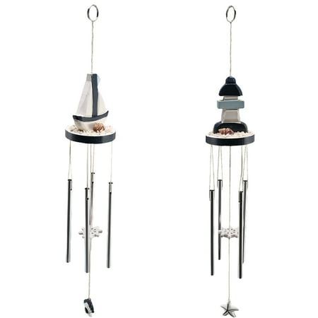 

Mediterranean Style Home Marine elements Wind Chime Pine Wood Carving Sailboat Small Fish Wooden Pendant Crafts
