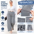 thumbnail image 4 of SHEWIN Womens Plus Size Pants Wide Leg Striped Palazzo Pants Elastic Waist Casual Lounge Trouser with Pockets 1X-5X, 4 of 8