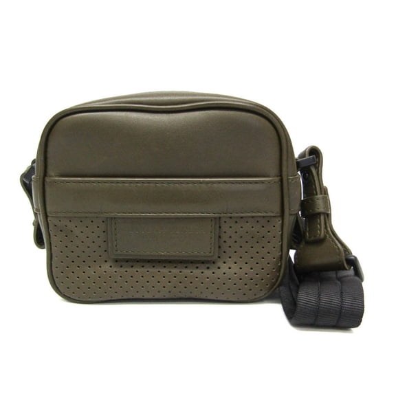 Pre-Owned Bottega Veneta Leggero 566753 Women,Men Leather Shoulder Bag Black,Khaki (Good)