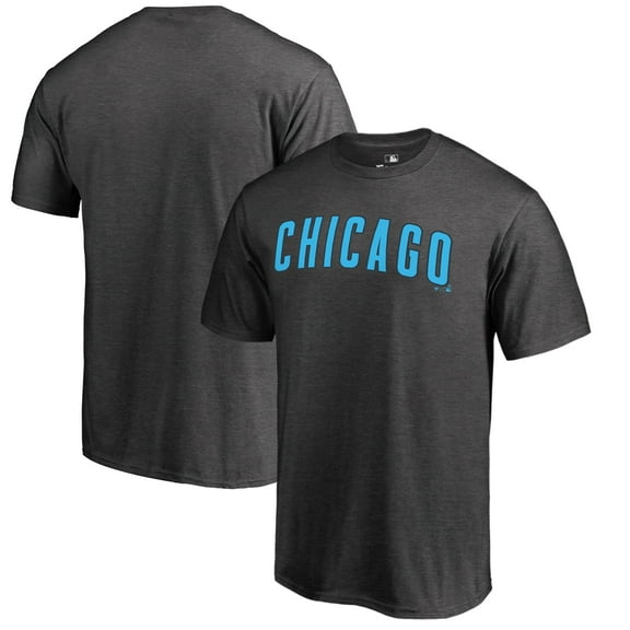 Men's Heathered Charcoal Chicago Cubs Blue Wordmark T-Shirt