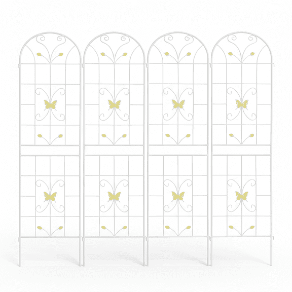 4 Pack Extendable Metal Garden Arch Trellises, 86.7" H Rustproof Trellis for Climbing Plants Outdoor, Cream White Iron Arches