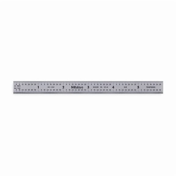 Mitutoyo Steel Rule, Flexible, 12In, 32/64/50/100ths 182-222