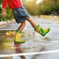 thumbnail image 4 of Toddler Rain Boots Kids Waterproof Printed Boys Girls Natural Rubber Rainboots with Handles,Yellow Dinosaur,6T, 4 of 8