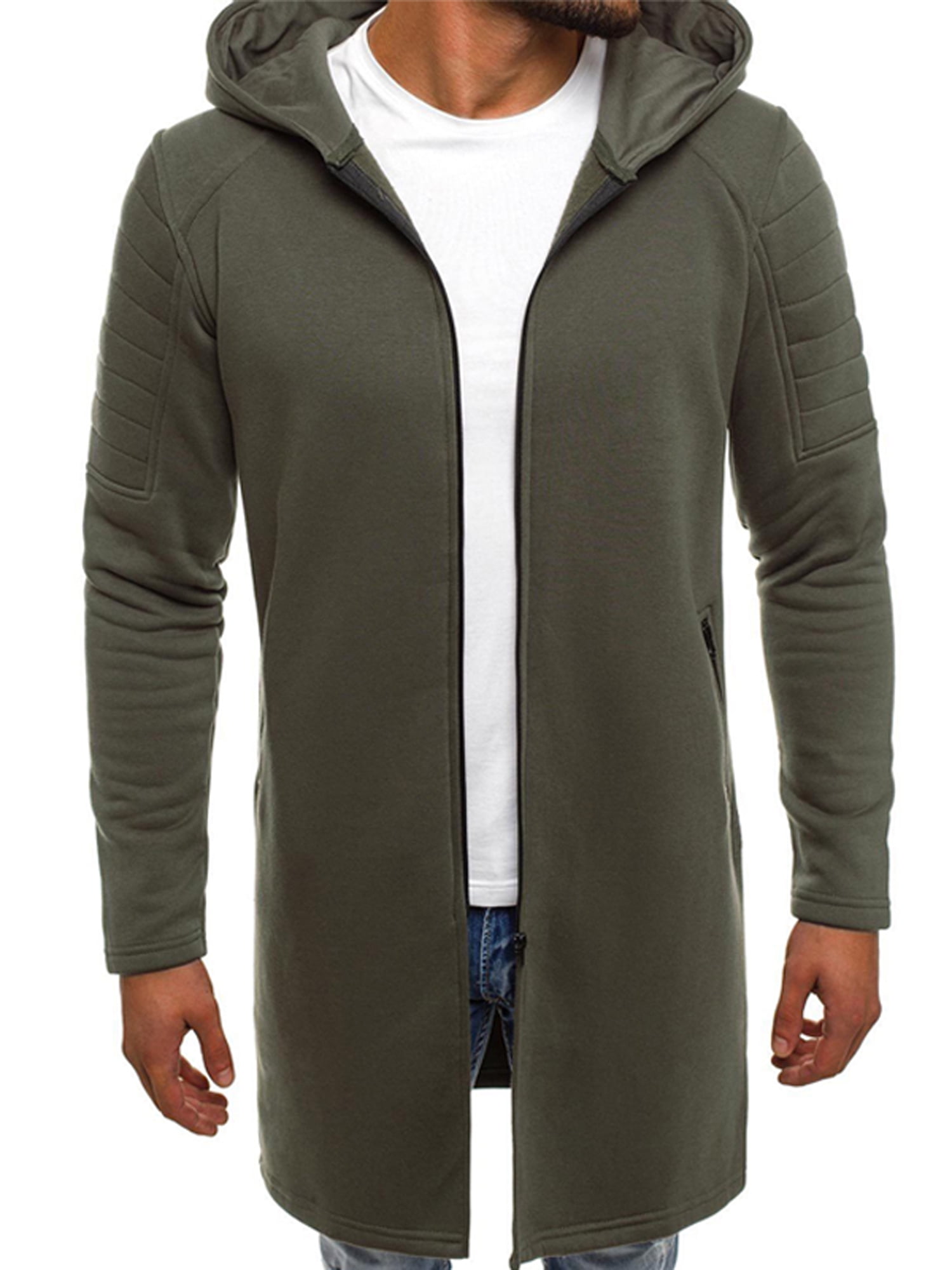 Men's Hoodie Long Jacket Overcoat Winter Warm Hooded Zip Up Trench Coat Outwear | Walmart Canada