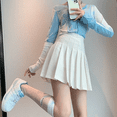thumbnail image 3 of Falda acampanada de cintura alta negra que adelgaza para mujer, falda corta para estudiantes pequeñas, estilo ballet, para primavera, otoño e invierno, 3 of 5
