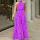 thumbnail image 2 of Gibobby pantalones siameses color liso Mono de mujer con estampado informal, mono de mujer, mono de bolsillo largo, correa suelta(Morado， XL), 2 of 4