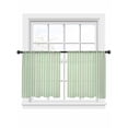 thumbnail image 2 of Sage Green Striped Semi Sheer Curtains 54 Inch Length 2 Panels Set, Modern Simple Farmhouse Beige Sheer Kitchen Curtain Privacy Voile Window Curtain for Living Room Bedroom Rod Pocket Drapes, 2 of 7