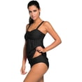 thumbnail image 3 of Women's Solid Ruched Tankini Top Swimsuit with Triangle Briefs, 3 of 6