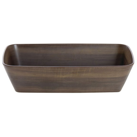 HUBERT® Serving Bowl Dark Brown Wood Bowl Soft Square - 12 1/2" L x 7" w x 3 1/5" H