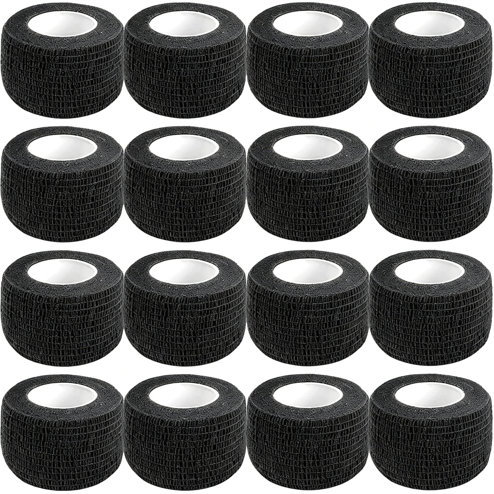 OITY Self Adhesive Bandage Wrap,1 Inch 5 Yards 16 Pack Black Elastic Flexible Cohesive Bandages, Vet Wrap Tattoo Sports Tape Bulk for First Aid Supplies (Black)