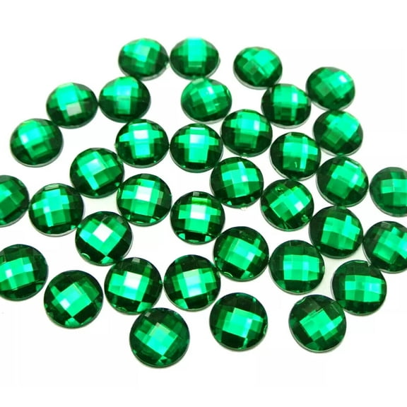 U8MO 250 Green Crystal Acrylic Flatback Faceted Round Rhinestone GLUE On Gems 8mm