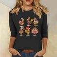 thumbnail image 2 of asdoklhq Thanksgiving Shirt Women's Thanksgiving Printed Round Neck 3/4 Sleeve T-shirt Loose Top Long Sleeve Round Neck Top/Shirt Black 4X, 2 of 4