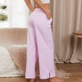 thumbnail image 3 of Pantalons Larges pour Femmes Décontractés à Rayures Verticales Élastiques avec Poche, 3 of 6