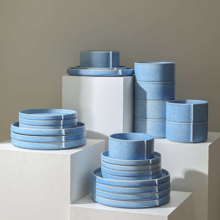 Bao Stoneware Dinnerware Set, 24-Piece, Blue photo 4