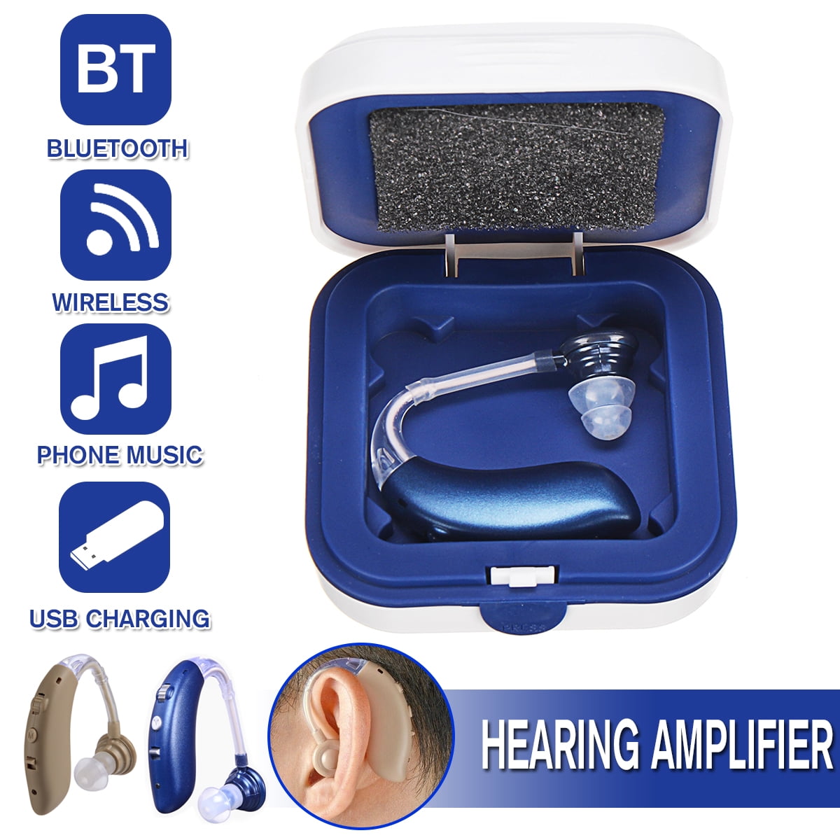 1/2 pcs Digital bluetooth Hearing Amplifier Aid Rechargeable Voice