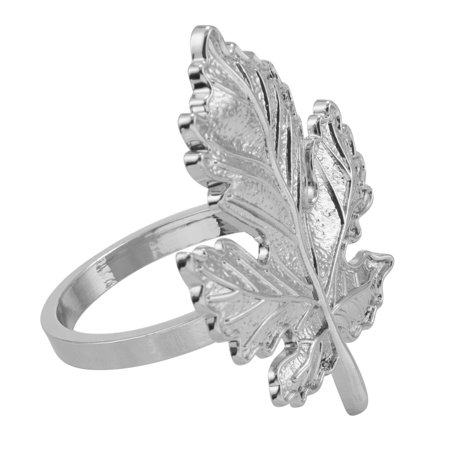 

Maple Napkin Ring Autumn Napkin Ring Alloy Napkin Holder for Thanksgiving Autumn Theme Party Table Decoration Silver