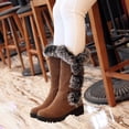 thumbnail image 2 of Mepaouo Mid Calf Snow Boots for Women Knee High Fleece Lined Warm Bowknot Dress Winter Boots(Brown,8.5), 2 of 5