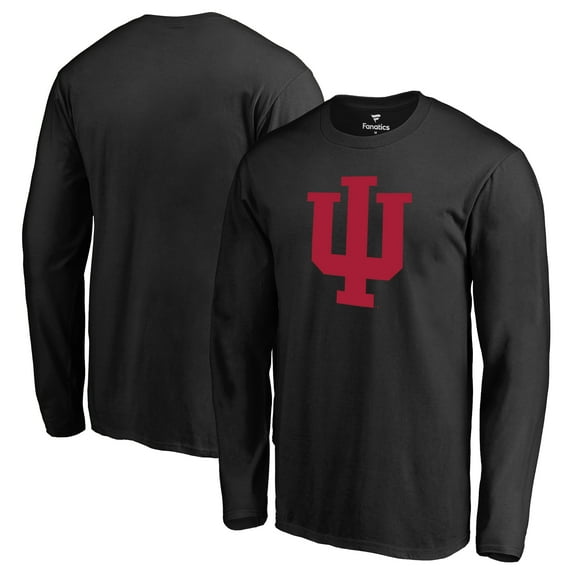 Men's Black Indiana Hoosiers Primary Logo Long Sleeve T-Shirt