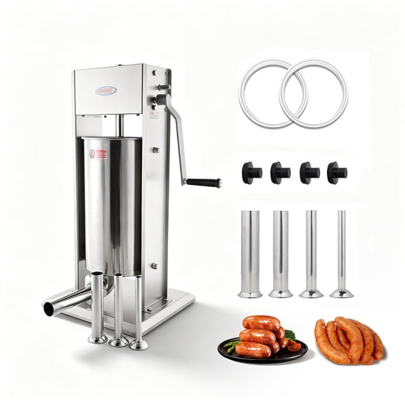 Hakka 25 Lb/12L Stainless Steel Vertical Sausage Stuffer with 2 Speed Meat Filler and 4 Nozzles