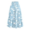 thumbnail image 3 of Women’s Floral Print Tiered Maxi Skirt with Elastic Waist and Drawstring Pockets Lightweight Flowing Design for Everyday Wear Light Blue L, 3 of 5
