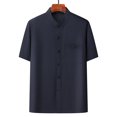 thumbnail image 1 of pstuiky Camisa de manga corta para hombre, Camisa informal de manga corta, cuello alto, lisa y cómoda para hombre camisas casuales para hombre xxl, 1 of 3