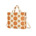 thumbnail image 7 of FORMRS Womens Corduroy Tote Bag Crossbody Shoulder Handbag with Pocket, Orange Geometric Pattern, 7 of 7