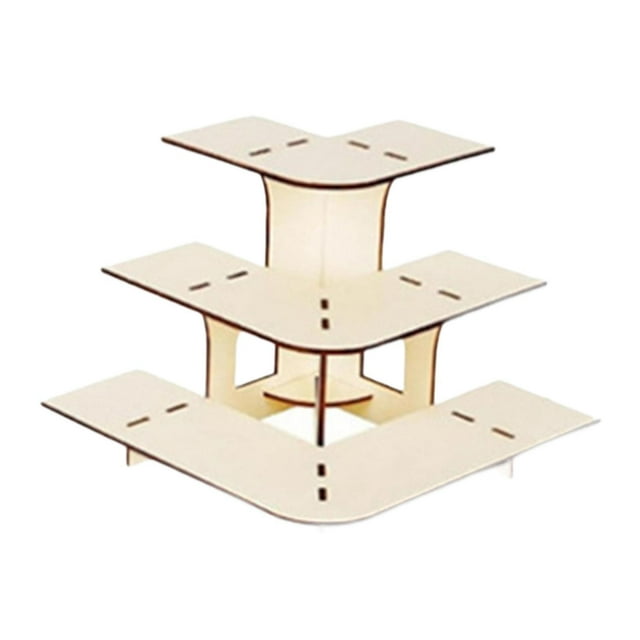 Elodie 3 Tier Corner Tiered Display Stand 3 Step Corner Display Rack for Tradeshows Arc wood color