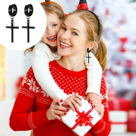 Cross Jesus Earrings For Women Men Stainless Steel Fashion Dainty Jesus Cross Pendant Clip On Hoop Earrings Christian Faith Jewelry