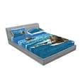 thumbnail image 2 of Ambesonne Ocean Fitted Sheet & Pillow Sham Set, Daytime Wavy Rocky Sea, Queen, Blue Grey White, 2 of 2