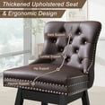 thumbnail image 3 of Tewloss 26" Swivel Bar Stools Set of 2 Leather Counter Height Chairs for Home Kitchen Dining, Brown, 3 of 8