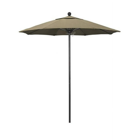 California Umbrella ALTO758117-5476 Parasol de Marché en Fibre de Verre 7.5 Pieds Ouverture à Poulie Bronze-Sunbrella-Heather Beige