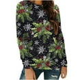 thumbnail image 2 of Craaazy Women's Long Sleeve Shirts Colorful Christmas Printed Round Neck Xmas Tops Gifts, 2 of 5