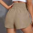 thumbnail image 5 of GEWSEY Womens High Waisted Running Shorts Quick Dry Athletic Workout Shorts with Mesh Liner Zipper Pockets (Khaki, L), 5 of 7