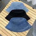 thumbnail image 4 of SikaFu Fisherman Hat Girl Spring And Autumn Smoking Sunscreen Hats Full -Complete Vocal Non -Ancient Denim Cloth Showing Small Water Washing Cotton Students Basin, 4 of 7