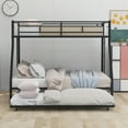 thumbnail image 3 of Euroco Metal Twin over Full Bunk Bed with Moveable Trundle & 2 Ladders for Bedroom, 3 Beds for Kids Teens Adults and Guests, Black, 3 of 14