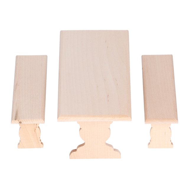 Mesa de comedor de madera para casa de muñecas, silla, muebles en miniatura, juguete, Burlywood, escala 1:12