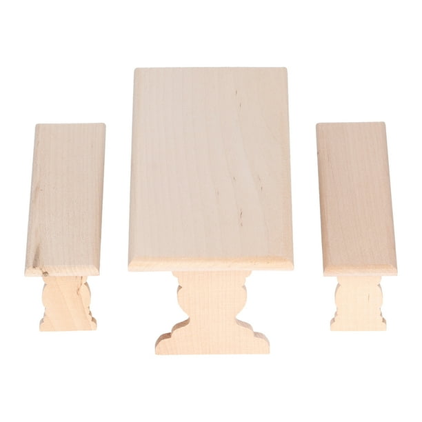 Mesa de comedor de madera para casa de muñecas, silla, muebles en miniatura, juguete, Burlywood, escala 1:12