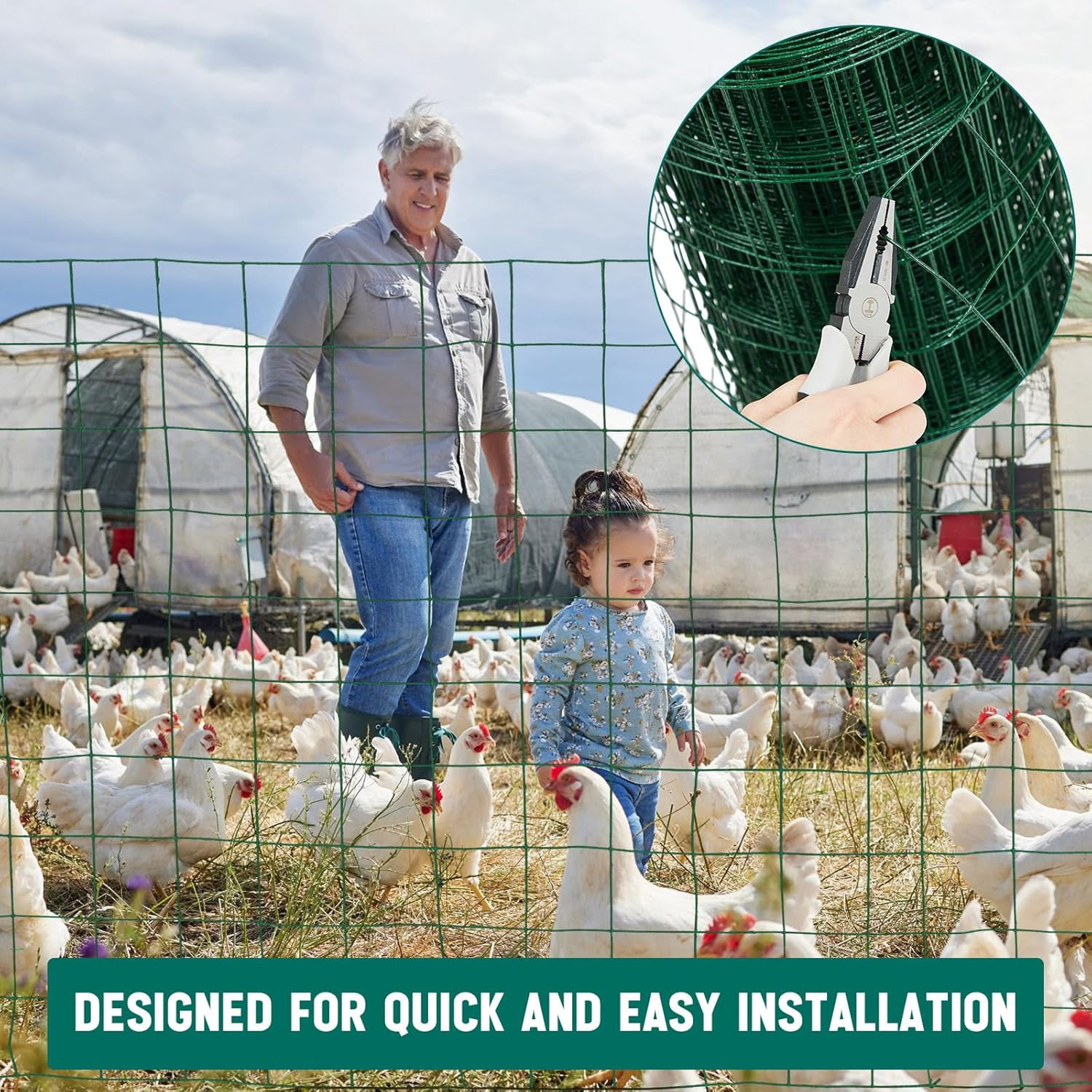 16 Gauge Galvanized Welded Wire Fence PVC Coated Hardware Cloth,  Mesh, Heavy Duty Garden Fencing Roll for Chicken, Dog Yard, Deer Cattle & Animal Protection