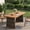 Teak Finish+Grey Wicker, variant on Christopher Knight Home 70" Outdoor Wood Rectangle Dining Table with Slatted Top and Rattan Legs, Brown