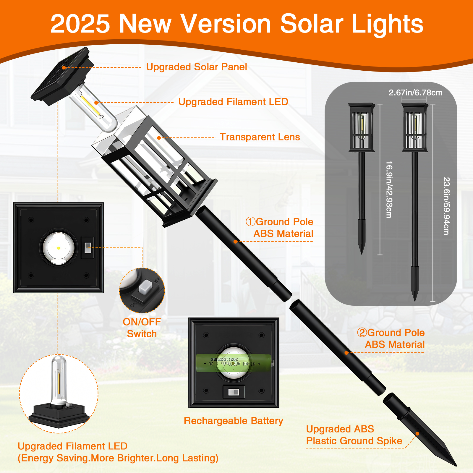 NATUBEAU 4-Pack Solar Pathway Lights Outside Lights for Yard, Lighting for Garden Walkway, Warm White