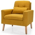 thumbnail image 2 of Spaco Linen Fabric Single Sofa Armchair with Waist Pillow for Living Room-Yellow, Modern Mid-Century Upholstered Living Room Chair, 2 of 9