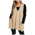 thumbnail image 2 of YMNXA Women'S Sweater Vest Sleeveless V Neck Solid Color Fashion Comfortable Knitwear Pullover Top For Casual Daily Wear Beige Xxl, 2 of 5