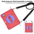 thumbnail image 6 of for iPad Pro 11 5th Gen 2024 Case, Military Grade Silicone Shockproof Heavy Duty Protective Cover for iPad Pro 11 2024 with Handle Strap & Pencil Holder Rotating Stand - Redblue, 6 of 13