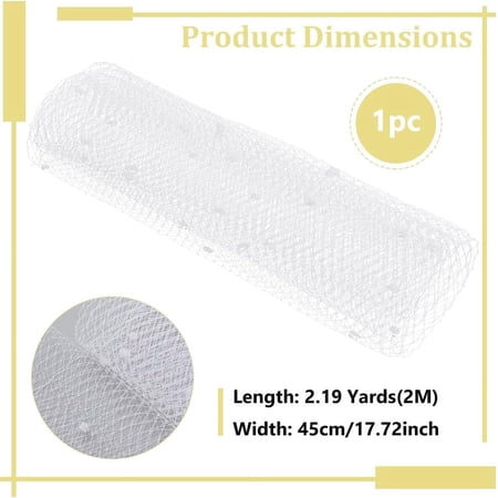1sheet 2.18 Yards Birdcage Veil Netting Fabric 17.7inch Wide Russian Millinery Netting Organza Tulle Fabric White Net Mesh Hat Veil for Wedding Dress Decoration