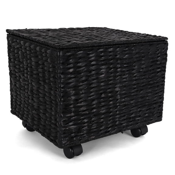 Rutledge & King File Cabinet, Seagrass Cabinet with Rolling Casters, Hanging File Organizer for Home and Office, Black (14 x 15 x 17 inches)