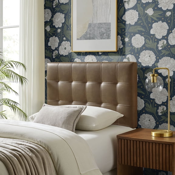 Lily Vegan Leather Twin Size Headboard in Mushroom