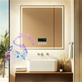 thumbnail image 5 of LUVODI 31.50x31.50 inch Square Lighted Bathroom Mirror with Bluetooth Speaker Dimmable Vanity Makeup Wall Mounted Mirrors, Backlit + Front Lit, Memory Function, Anti-Fog, Horizontal/Vertical, 5 of 14