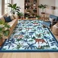 thumbnail image 5 of Assaile 8 x 10 ft Polyester Wool Spinning Blue Rectangular Hallway Bathroom Entryway Kitchen Office Foldable Pastoral-Jungle Tiger Leopard Printed Modern Washable Area Rug, 5 of 8