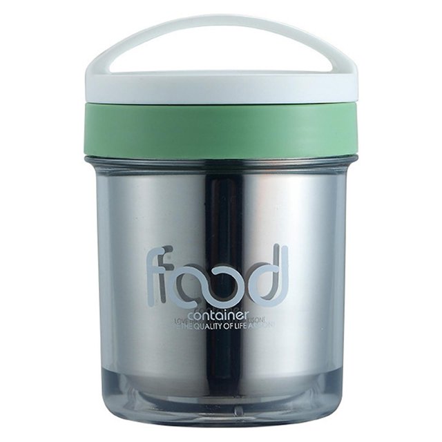 Taza de desayuno de 400ml, contenedor de comida de gran capacidad de acero inoxidable aislado de calidad alimentaria con cuchara para oficina